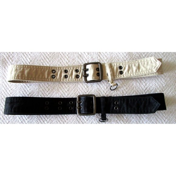Tommy Hilfiger Women's Belts Cotton (Lot 2) - Black/Off White - Brushed Silver - Picture 1 of 15